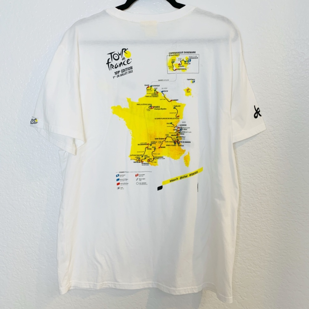 Tour de France 2022 Mens Tee Shirt XXL White Short Sleeve Bike Cycling Course